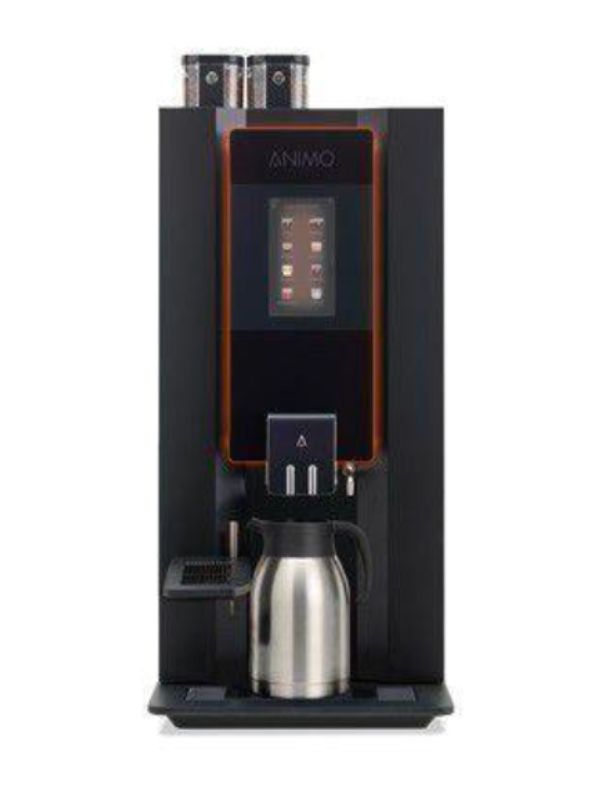 Kaffeautomat med to forskellige instant produkter og en kaffekværn til friskbrygget kaffe